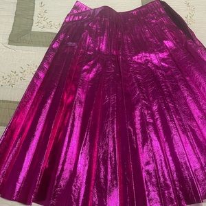 Gucci leather pleated midi skirt.